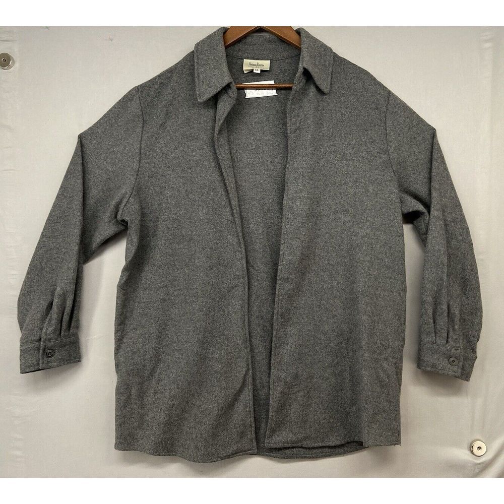 VINTAGE Neiman Marcus Top Coat Women 14 Gray WOOL BLEND Bias Seams MADE USA RARE